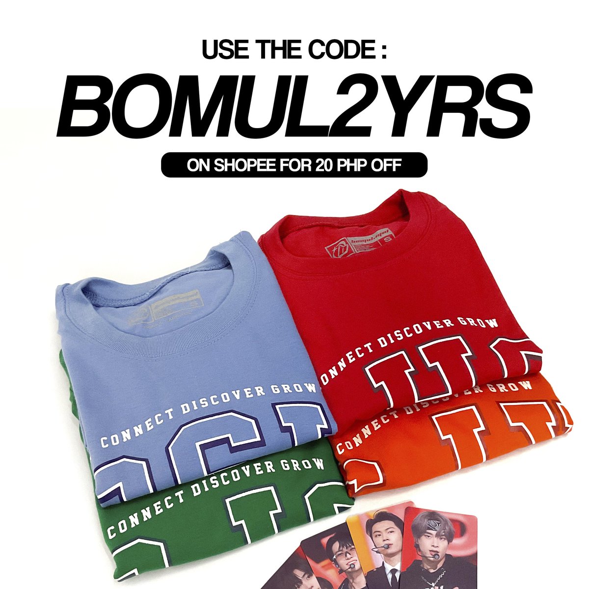 Sevenfor_sevEN's tweet photo. 🚨 LAST NIGHT OF ENU SHIRT SPECIAL ANNIV PROMOTION

Use the Shopee code "BOMUL2YRS" to enjoy a 20 pesos off discount on all shirts on @bomul_mnl Shopee! 🛒

For every 'ENU' shirt sold, ₱50 will be donated for digitals. Let's enhype it up, ENGENES~ 🔥

👉 https://t.co/UvF5Ho6fEw https://t.co/4vvNnfGuiV