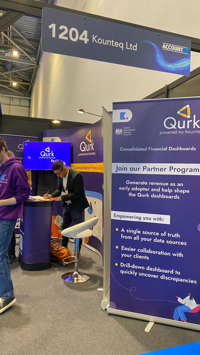 kounteq's tweet photo. Come and meet the Kounteq at #accountex team as we demo our new product. 
We are stand number 1204. https://t.co/pH9Plxdsu1