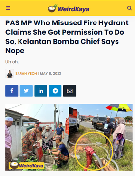 <a href="/NewsBFM/">BFM News</a> Coldplay sponsors watercraft to help clean Malaysian river    

vs.     

PAS takes water from fire hydrant to supply water to constituents  

Which benefit the people or the country?