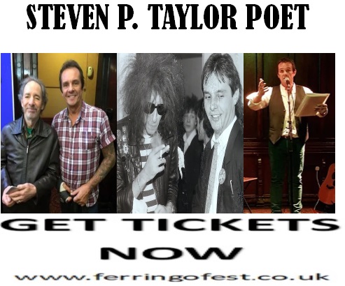 Top Poet and compare on site at Ferringo Fest is the wonderful Steven P Taylor.  Get sorted with your tickets folks, when they've gone, that's it!