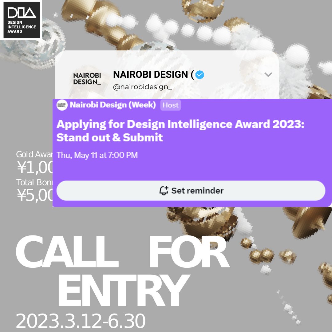 nairobidesign_'s tweet photo. Calling all creatives &amp; designers! who are looking to make their innovative idea into a reality. 

Join our Twitter space Thursday 7pm with @kashgohel  hosted by @naitiemu you prepare for the @DI_Award 2023 applications.

Get all your questions answered . Kindly RT https://t.co/SJvichiOj2
