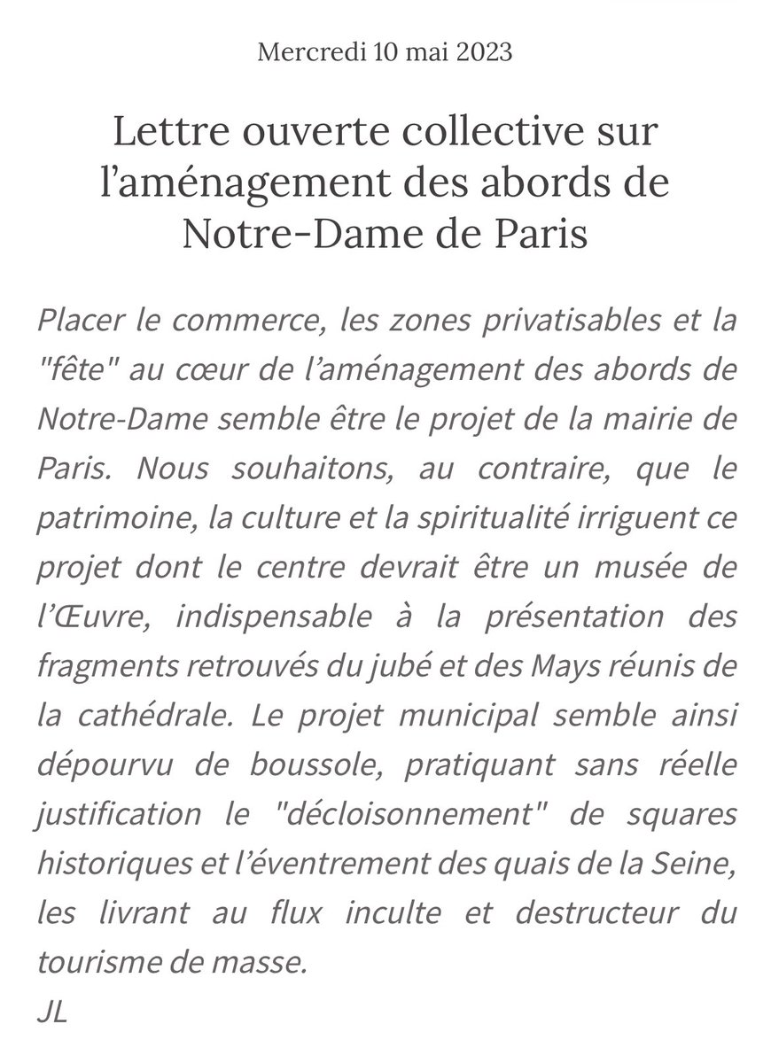 SPPEF's tweet photo. 📣 🔴 Lettre ouverte collective sur l’aménagement des abords de #NotreDame de Paris👇 https://t.co/LE9q34lefl https://t.co/ILUKulEJrp