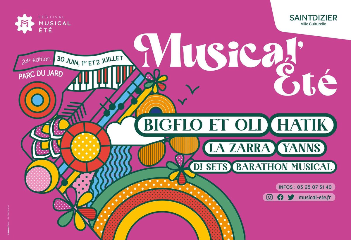 🚨 Il y a du changement dans la programmation ! 🚨

C'est La Zarra qui viendra chanter sur la scène de Musical'été juste avant Bigflo et Oli le 2 juillet. Pour des raisons indépendantes de notre volonté, la production de Camille Lellouche a dû annuler sa représentation.