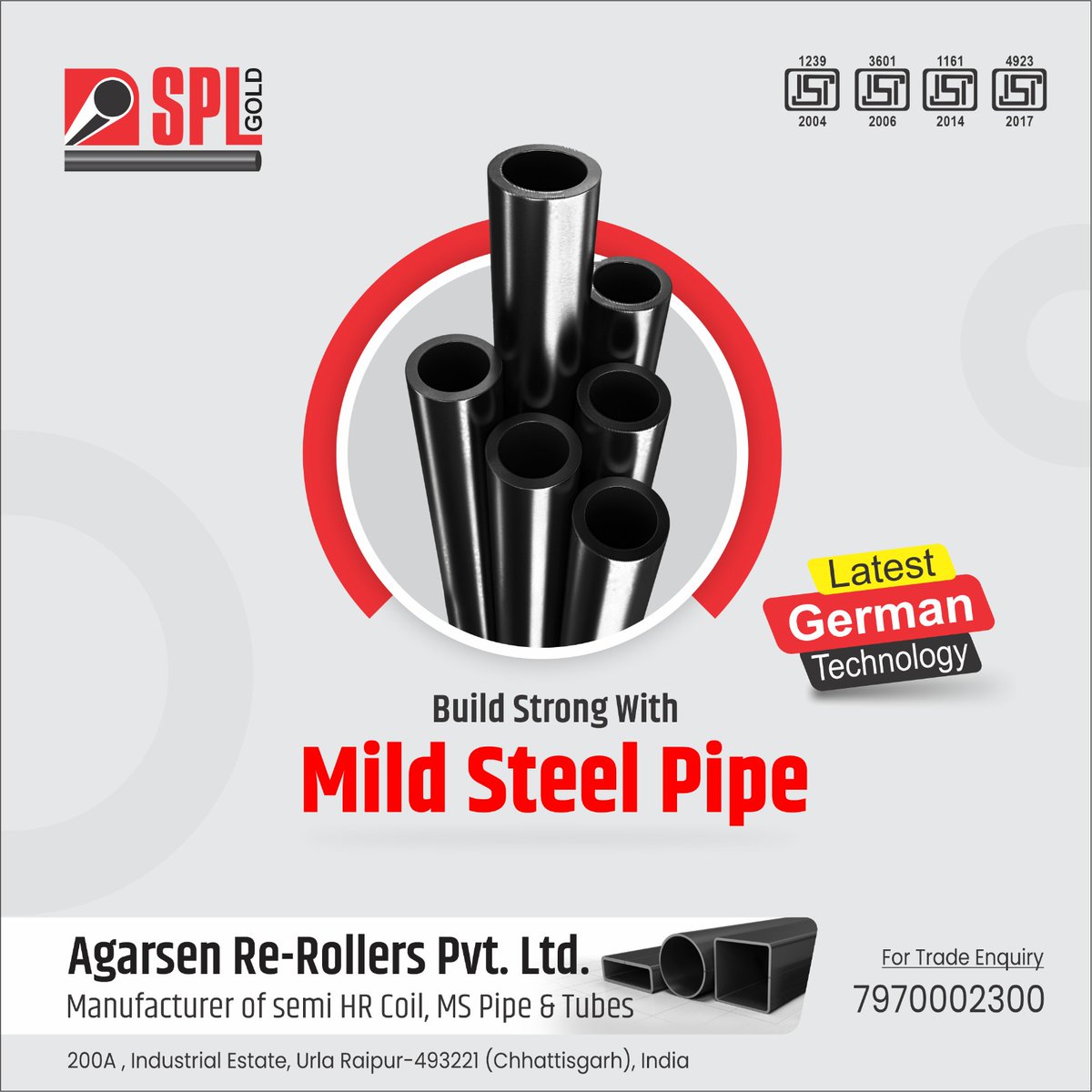 Splgoldpipe's tweet image. Build strong with Mild Steel pipe.
#pipes #Tube #mspipes #MSTubes #quality #strong #Durability #customersfirst