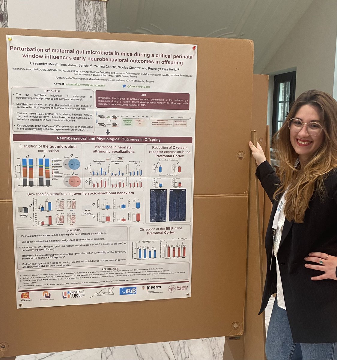 Cassandre Morel (@cassandre1morel) on Twitter photo So glad to present my poster in <a href="/MindMicrobes/">Mind Mood & Microbes 2025</a> conference 2023 in Amsterdam, presenting our published work on maternal Gut Microbiota and neurodevelopment with <a href="/HeijtzRochellys/">Rochellys Heijtz</a>, <a href="/MSInes_/">Inés Martínez Sánchez</a> and Nicolas Chartrel. 🦠 🧠 🐁
#MMM2023 #MicrobiomeGutBrainAxis
doi.org/10.1016/j.neur… So glad to present my poster in <a href="/MindMicrobes/">Mind Mood & Microbes 2025</a> conference 2023 in Amsterdam, presenting our published work on maternal Gut Microbiota and neurodevelopment with <a href="/HeijtzRochellys/">Rochellys Heijtz</a>, <a href="/MSInes_/">Inés Martínez Sánchez</a> and Nicolas Chartrel. 🦠 🧠 🐁
#MMM2023 #MicrobiomeGutBrainAxis
doi.org/10.1016/j.neur…