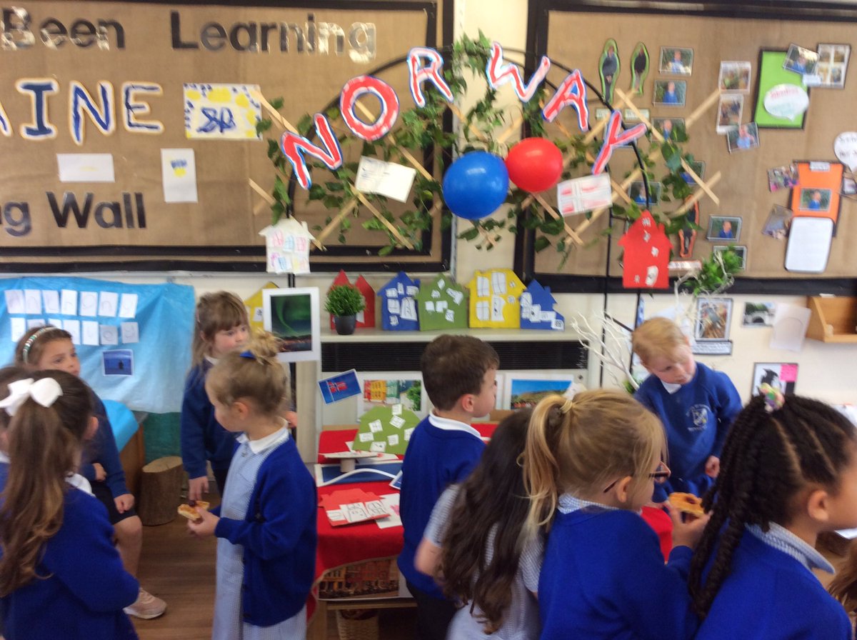 MainwaringOLOC's tweet photo. Nursery had a fantastic day showcasing everything they have learnt about our special Eurovision country, Norway. They spoke confidently to the other year groups about what they had made and remembered lots of interesting facts. Well done Nursery! https://t.co/4wwcE2bA9E