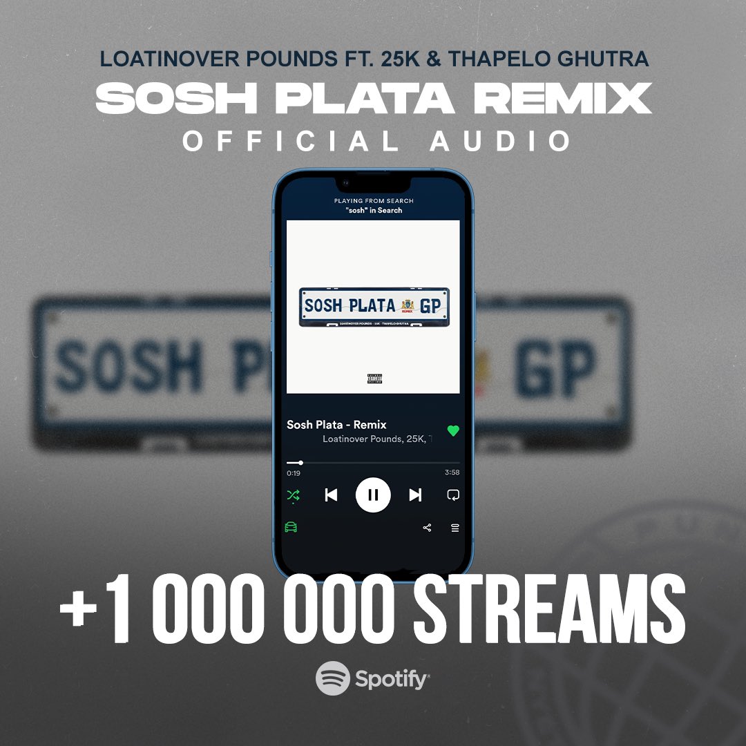 LoatinoverPound's tweet photo. Re leboga Modimo le bo botlhe ba re support’ang ! 🙏🏼🤎

🏆 Sosh Plata Music Video hit 1 Million Views in a Month @youtube
🏆 Sosh Plata Remix Audio 1 Million Views @youtubemusic
🏆 Sosh Plata Remix 1 Million Streams @AppleMusic
🏆 Sosh Plata Remix 1 Million Streams @SpotifyAfrica https://t.co/c0P94lZTu4