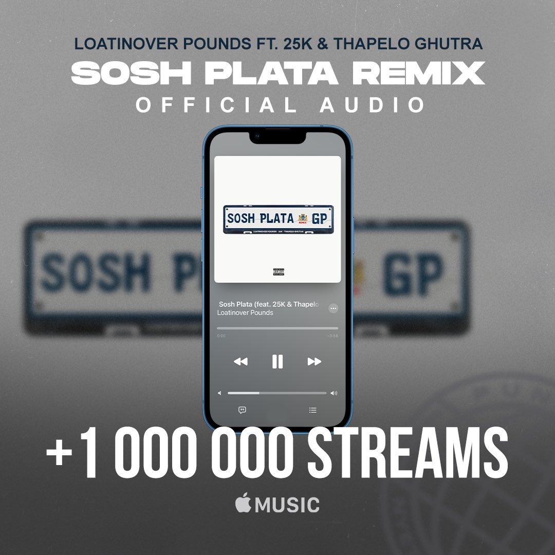 LoatinoverPound's tweet photo. Re leboga Modimo le bo botlhe ba re support’ang ! 🙏🏼🤎

🏆 Sosh Plata Music Video hit 1 Million Views in a Month @youtube
🏆 Sosh Plata Remix Audio 1 Million Views @youtubemusic
🏆 Sosh Plata Remix 1 Million Streams @AppleMusic
🏆 Sosh Plata Remix 1 Million Streams @SpotifyAfrica https://t.co/c0P94lZTu4