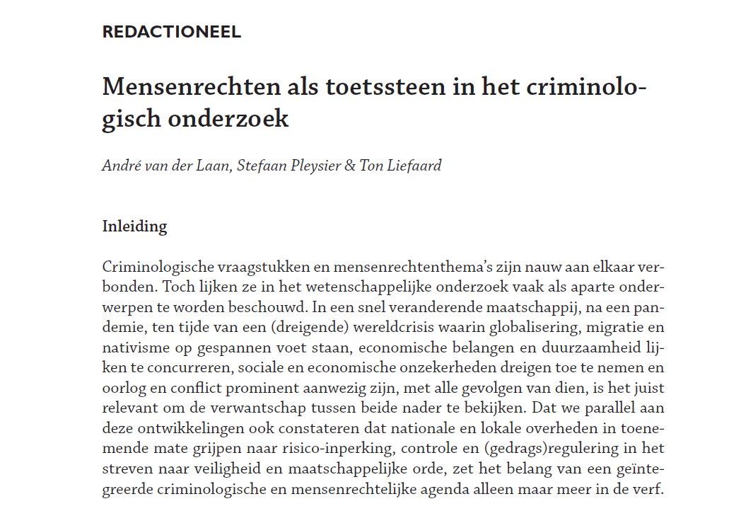 De proefdruk is er: binnenkort verschijnt een dubbel TvC themanummer <a href="/Boomcrim/">Boom Criminologie</a> met tien (10!) bijdragen over de rol van mensenrechten en kinderrechten in criminologisch onderzoek... 
Een mooi nummer en fijne samenwerking met <a href="/AndreMvdLaan/">André Van Der Laan</a> en <a href="/tonliefaard/">Ton Liefaard</a> in de themaredactie!