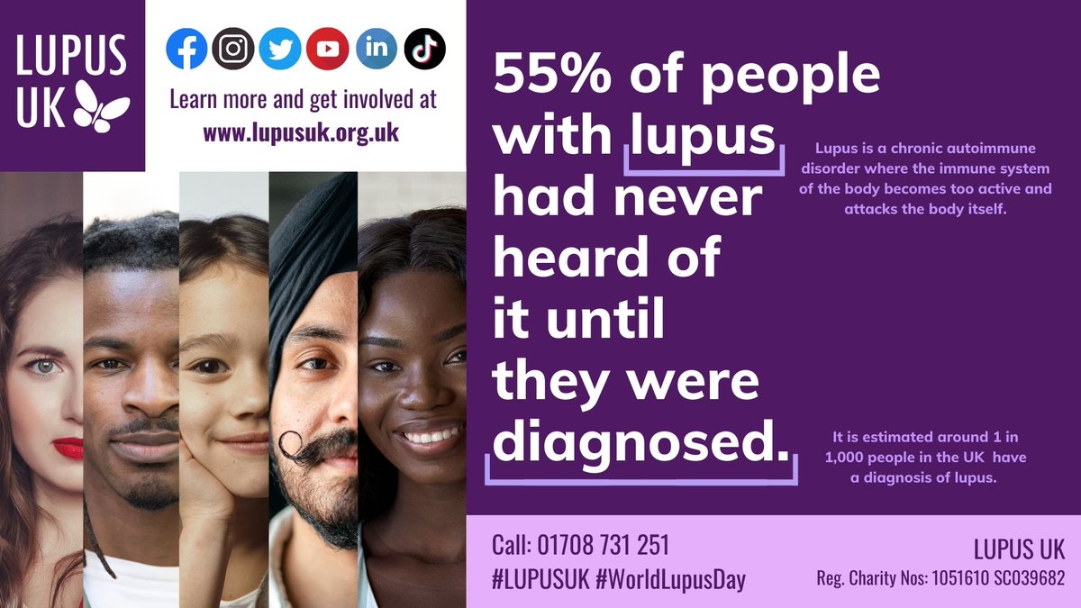 Today is #WorldLupusDay 💜
Lupus is a chronic autoimmune disorder where the immune system of the body attacks itself, affecting around 1 in 1,000 people living in the UK. Learn more about #lupus at lupusuk.org.uk.