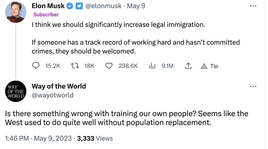Elon *isn't* the richest man in the world. The richest men in the world are the ones who would take his fortune from him if he ever started to defend majority white countries.