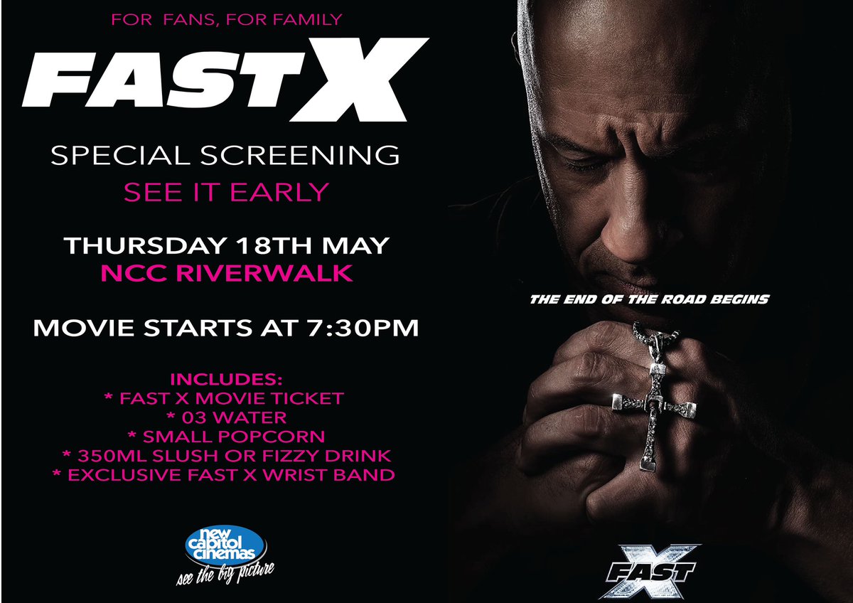 NCCinemas's tweet photo. #FastX advance tickets are NOW on sale at all cinemas!
Don't miss the Special Pre-Screening on Thursday 18 May at 7:30pm at NCC Riverwalk. https://t.co/friH1dGCfJ