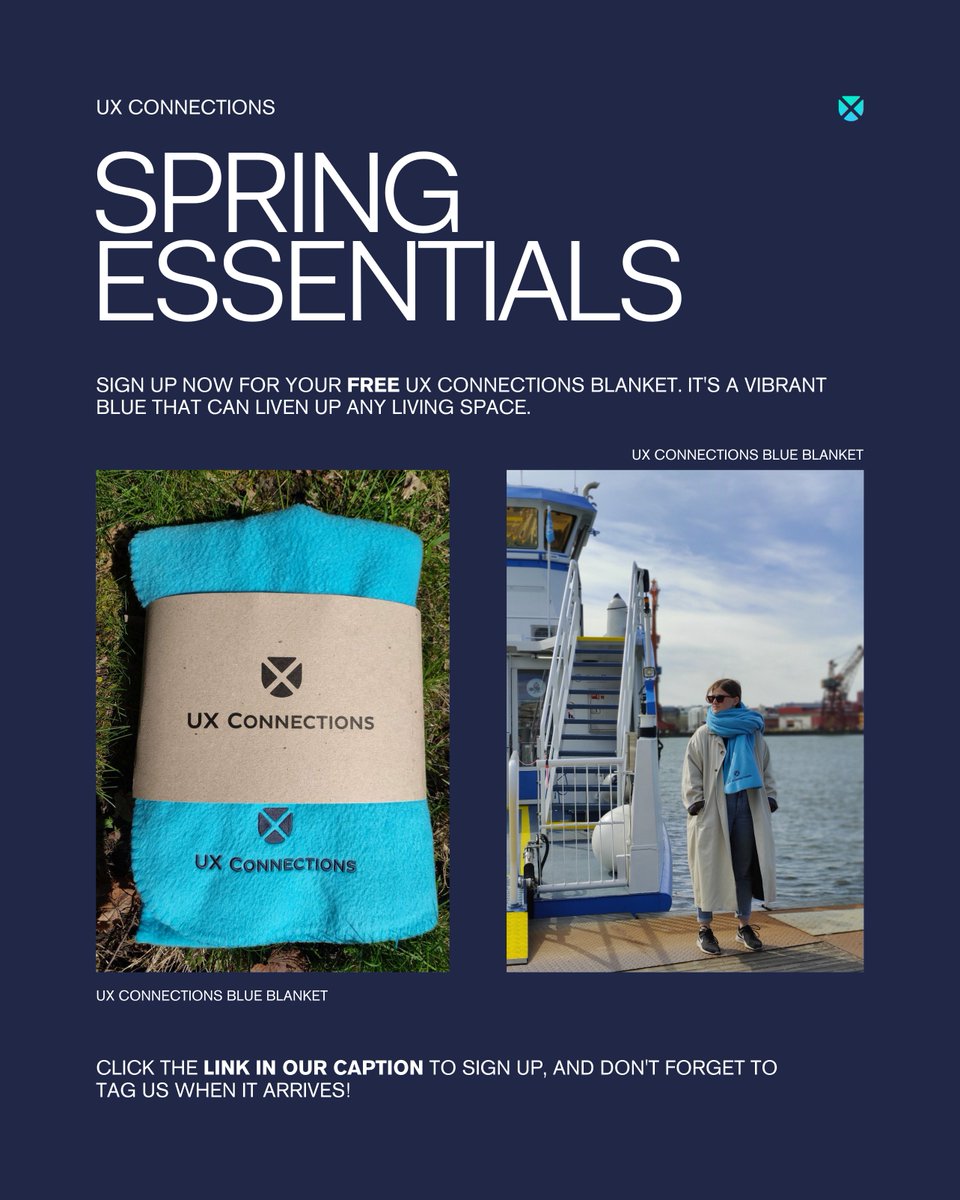 uxconnections's tweet image. Noting beats a cozy blanket on a sunny spring day, perfect for picnics and boat rides! 🌷

Click the link to get your free blanket.

🔗 uxc.io/44llyN0

#uxconnections #uxdesign #springgiveaway #uxui #uxexperts #uxconsultants #blankets #uxagency