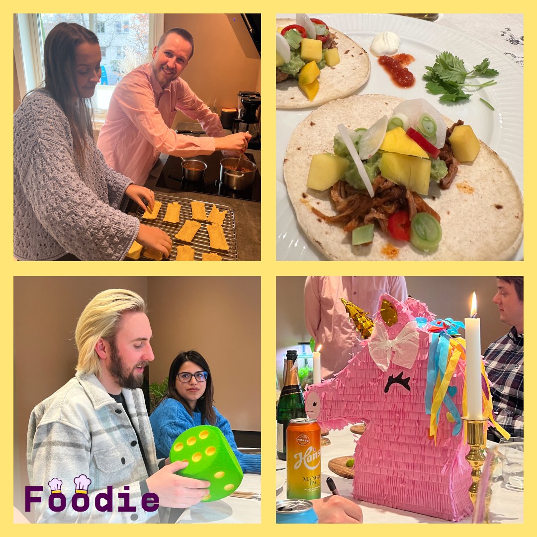 Da var Foodie 2nd edition i boks! Denne gangen utforsket vi Mexico sine smaker, og Karoline og Olav sørget for en helaften med meksikansk mat, drikke og lek. Tusen takk for en fantastisk kveld! 🌮🍾🍹¡Salud! 

#Foodie #Mexico #Norway #fun #teambuilding #food #beiningbogen