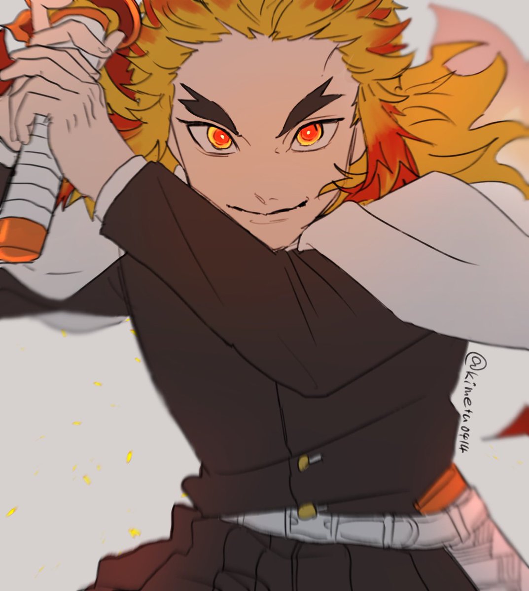 今描こう思ったけどデジタルの気分ではないので再掲で祝わせてください！！！煉獄さんハピバ！