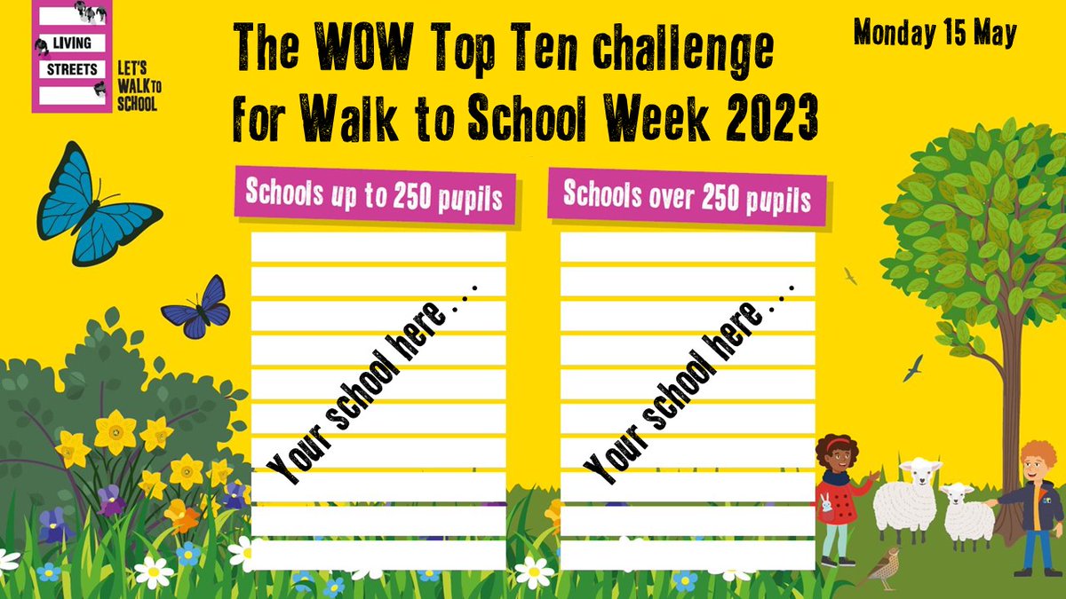 Get set for #walktoschoolweek with the #wowtopten Challenge (formerly the Walk of Fame) If you are a WOW school keep travelling actively to school and recording trips on the Travel Tracker and you could be in with a chance of appearing on the daily WOW Top Ten from next Monday