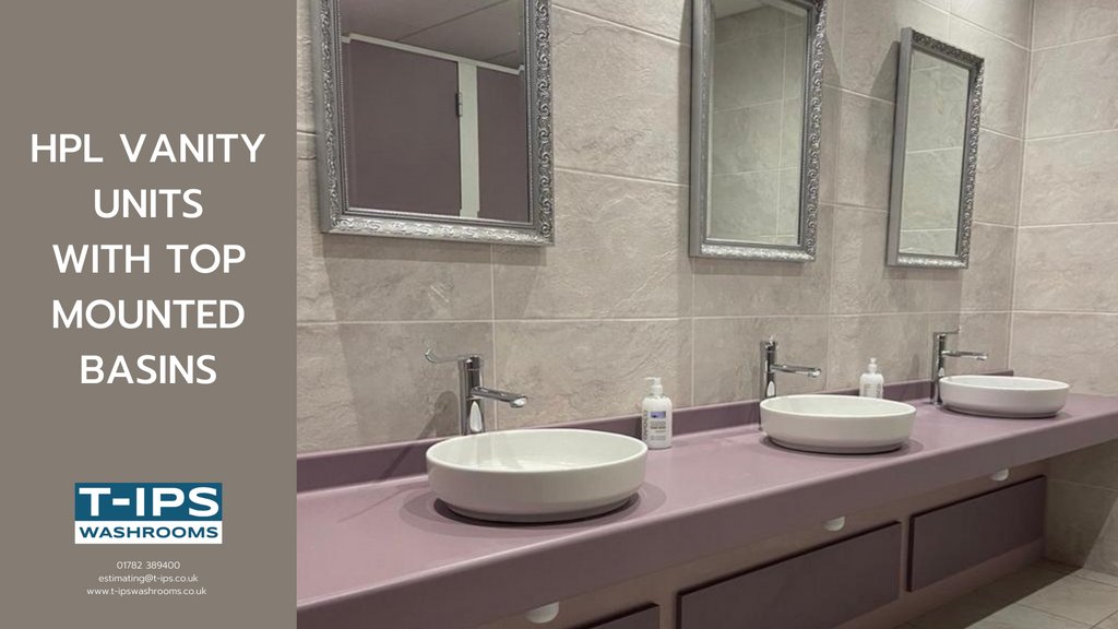 Take a look at the sink area of a sports centre we installed last year.

The high resistance to water, scratches, and impacts of HPL makes it a popular material for high-traffic commercial washroom areas.

#VanityUnits #WednesdayInspiration #CommercialWashroom