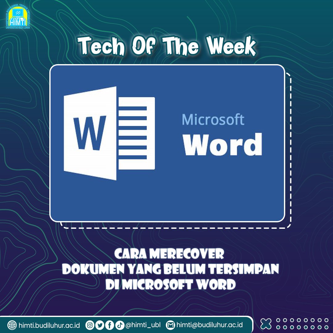himti_ubl's tweet image. Halo smarTizen👋
Sudah pada tau belum cara memulihkan file ms word yang belum tersimpan karena laptop mati dan lupa untuk save file?
Yuk langsung aja di swipe.
Semoga Tips&Trick membantu dan tentunya bermanfaat untuk kalian.
#himti_ubl
#tipsandtrickhimti
#teknikinformatika