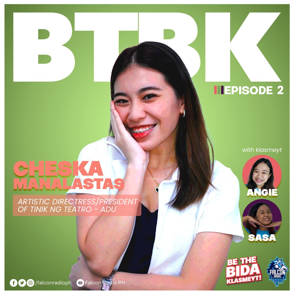 FalconRadioPH's tweet photo. Abangan ang episode 2 ng Be The Bida, Klasmeyt featuring the Artistic Directress/President ng Tinik ng Teatro - Adamson University na si Klasmeyt Cheska kasama sina Klasmeyt Angie at Klasmeyt Sasa ngayong Friday, 6:00 PM. 🕕💚

Dahil dito sa Falcon Radio, #KlasmeytIkawAngBida https://t.co/5nZ1dwocLb