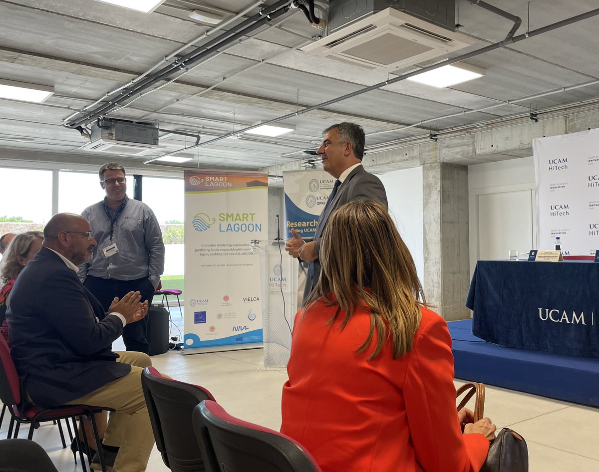 linebarkved's tweet photo. Spending valuable time with project colleagues &amp; stakeholders in the Mar Menor region in the @SMARTLAGOON project. Open public seminar, consortium meeting &amp; soon we’ll kick-off the 2nd round of participatory #systemdynamics modeling workshops over the next few days 🔍🌊 https://t.co/8Z0yte50BT