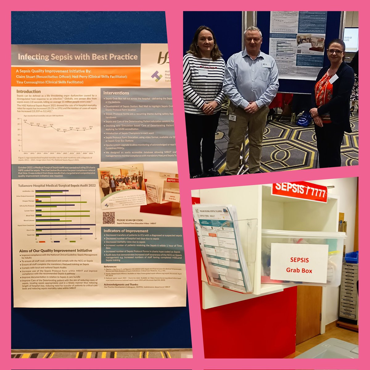 The MRHT Practice Development Team & QPS Team are delighted to present their sepsis grab box poster. At The Nursing & Midwifery Inaugural Conference. Thanks to Midlands NMPDU for their kind assistance @HSELive @DMHospitalGroup @NMPDMidlands