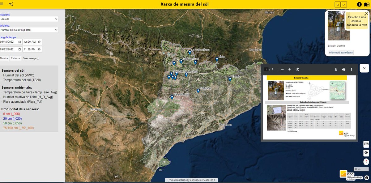 Les dades de la Xarxa de Mesura de Sòls de Catalunya de l'<a href="/ICGCat/">ICGC. Generalitat</a> ja formen part del portal internacional ismn.earth/en/dataviewer/ <a href="/ismn_earth/">International Soil Moisture Network</a>
👉Més informació sobre els #sòls de Catalunya: icgc.cat/Administracio-…
#ICWRGC #BFG <a href="/CLIMERS_GEO/">CLIMERS</a> <a href="/ESA_EO/">ESA Earth Observation</a>