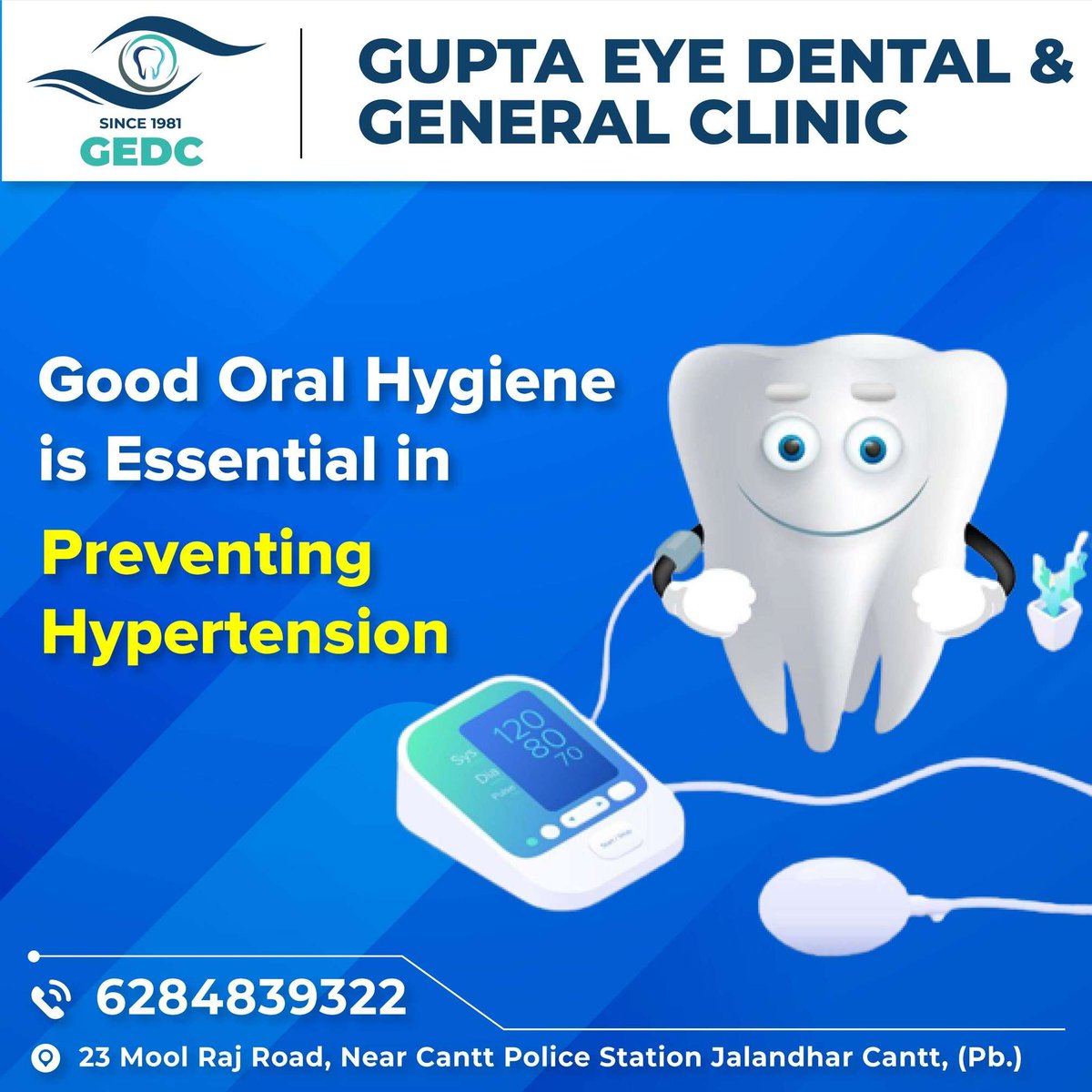general_clinic's tweet photo. 🤔Do you know that dental health can affect your blood pressure? 👉Poor oral hygiene can increase your blood pressure, leading to hypertension. So maintaining good oral hygiene is crucial to overall health.

To know more,
𝐂𝐚𝐥𝐥 𝐔𝐬:📞 𝟔𝟐𝟖𝟒𝟖𝟑𝟗𝟑𝟐𝟐

#GEDC #dentalcare https://t.co/agqjiVHuxu
