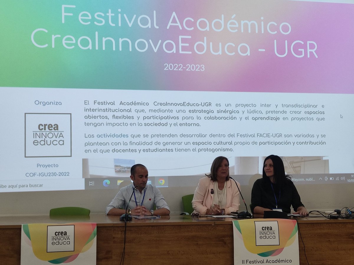 EquipoTcnico's tweet photo. Presentación del segundo día del II Festival Académico #CreaInnovaEduca con la jornada de exposición de proyectos de los centros educativos de la provincia de #Granada.
@JuntaGranada @MariaJoseBaza @CanalUGR https://t.co/nmGfVr1WYR
