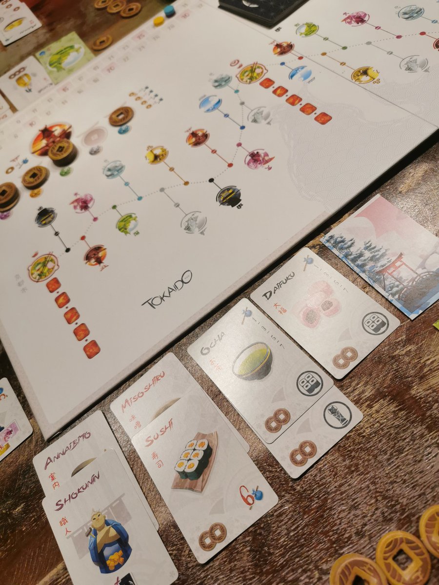 Tokaido. Ähnliche Mechanik wie bei Parks, allerdings etwas eintönigeres Spielgefühl. Nett, aber mehr auch nicht.

#tokaidoboardgame