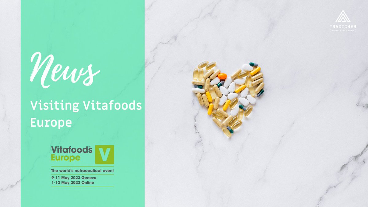 TRADICHEMGROUP's tweet photo. "Whether you choose to join in-person, online or both, #VitafoodsEurope will once again be the place to make connections with leading suppliers of raw #ingredients 🌿, dietary #supplements💊, functional food 🍲 and beverages and high quality service"

https://t.co/gNVdhOT6KH https://t.co/VjcLd1QZT4