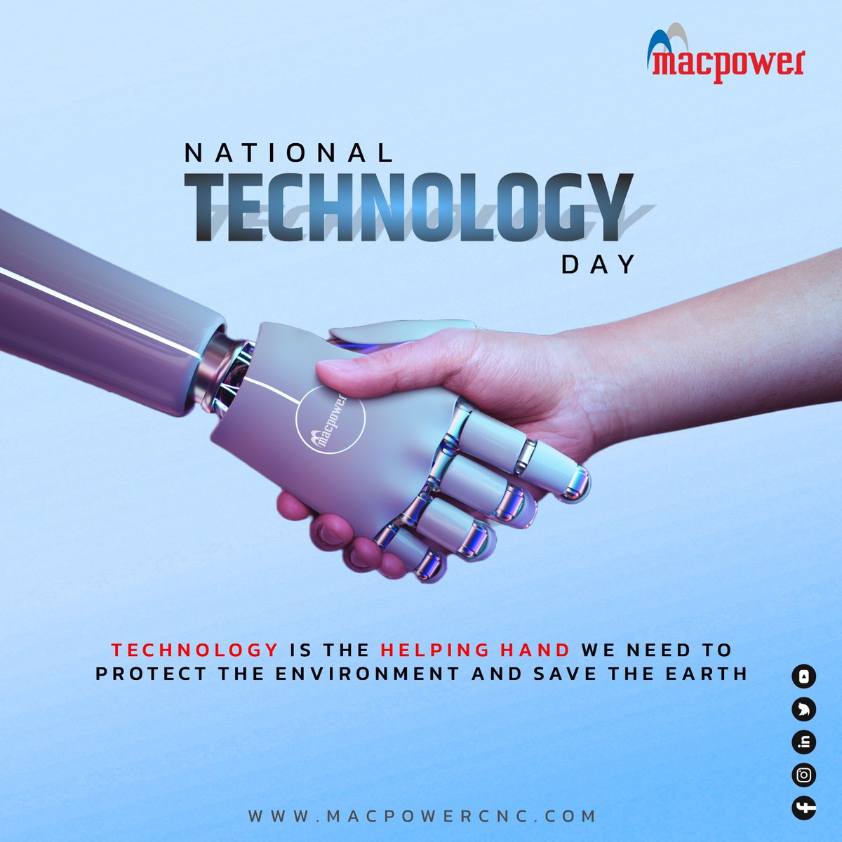 Technology is the Helping Hand We need to Protect the Environment and save the Earth..!!! National Technology Day...!!!
#gujarat #machine #VMC #MACHINETOOLS #indiamart #tooling #cnc #technology #macpower #technologysolutions