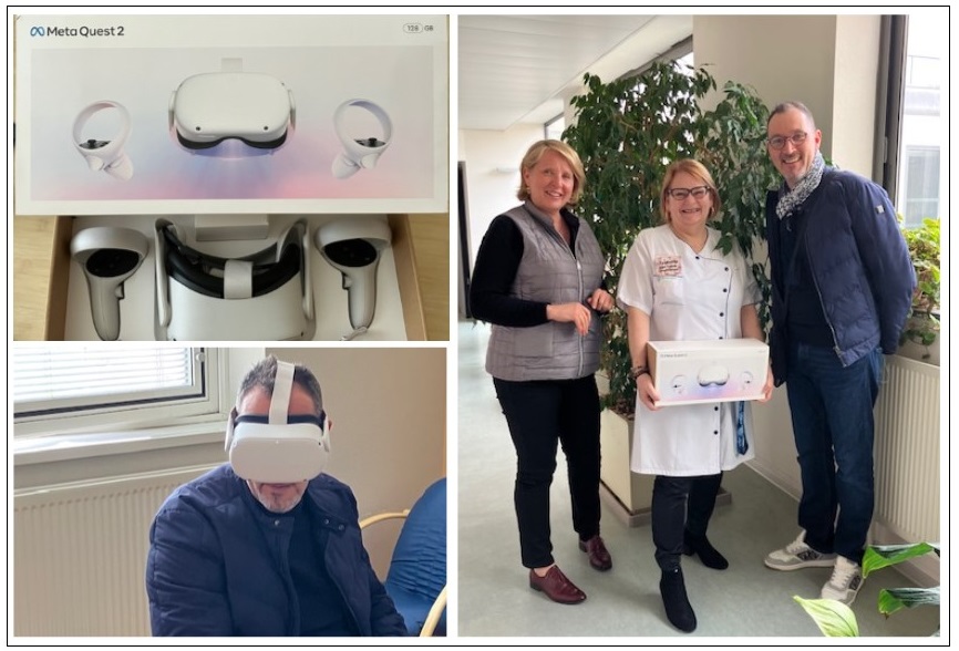 Remise d'un casque de Réalité Virtuelle pour les patientes hospitalisées dans le Service de  Gynécologie du <a href="/CHUdeReims/">CHU de Reims</a>   
Une immersion dans des environnements variés afin de réduire le stress et l'anxiété.
Merci à Grégory Piraux - Boulangerie Piraux à Epernay et ses clients !