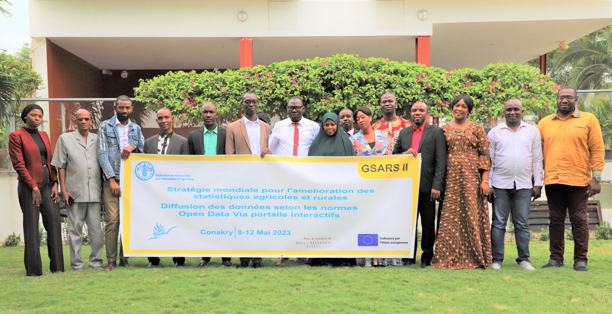 FAOGuinee's tweet photo. Dans le cadre de la #GSARS, avec le soutien financier de la #BillandMelindaGatesFoundation et de l'#EU, @FAO organise du 8 au 12 mai en #Guinée, un atelier sur la #diffusion des données selon les normes #Open_Data via les portails interactifs.
@FAOstatistics 
#ODD
#Agriculture https://t.co/a45ZmsyxXB