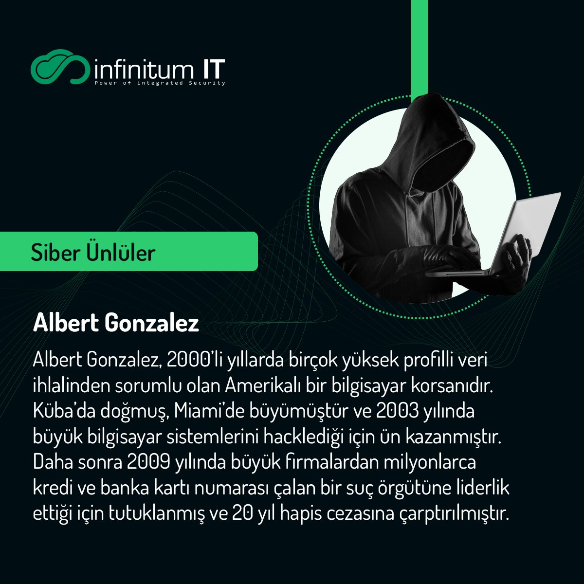 infinitumitlab1's tweet photo. Siber Ünlüler köşemizde bugün Amerikalı bir bilgisayar korsanı ve kredi kartı dolandırıcısı Albert Gonzalez var.
İşletmelerinizin güvenliği için;
Gelin siber güvenlik uzmanlarımız ile birlikte inceleyelim.
https://t.co/OLucr4gqFQ
#infinitumit #sibergüvenlik #sibersaldırı https://t.co/GUnR8Ms66j