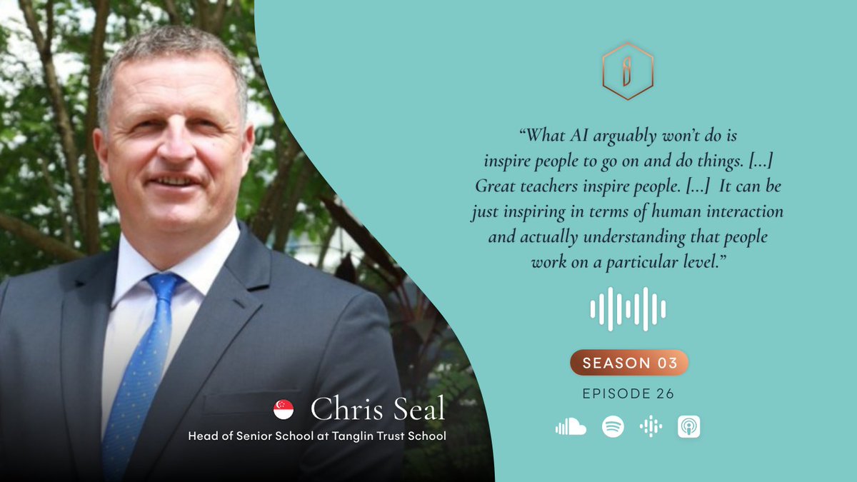 intSchools's tweet image. &apos;Great teachers inspire people. [...]  inspiring in terms of human interaction and actually understanding that people work on a particular level.&apos; ~ Chris Seal (@lessonflipper), Head of Senior School at @TanglinTrust.

S3E26 #InspiringSchoolsPodcast
 
🎙 schoolbyt.es/ISPodcast-Spot…