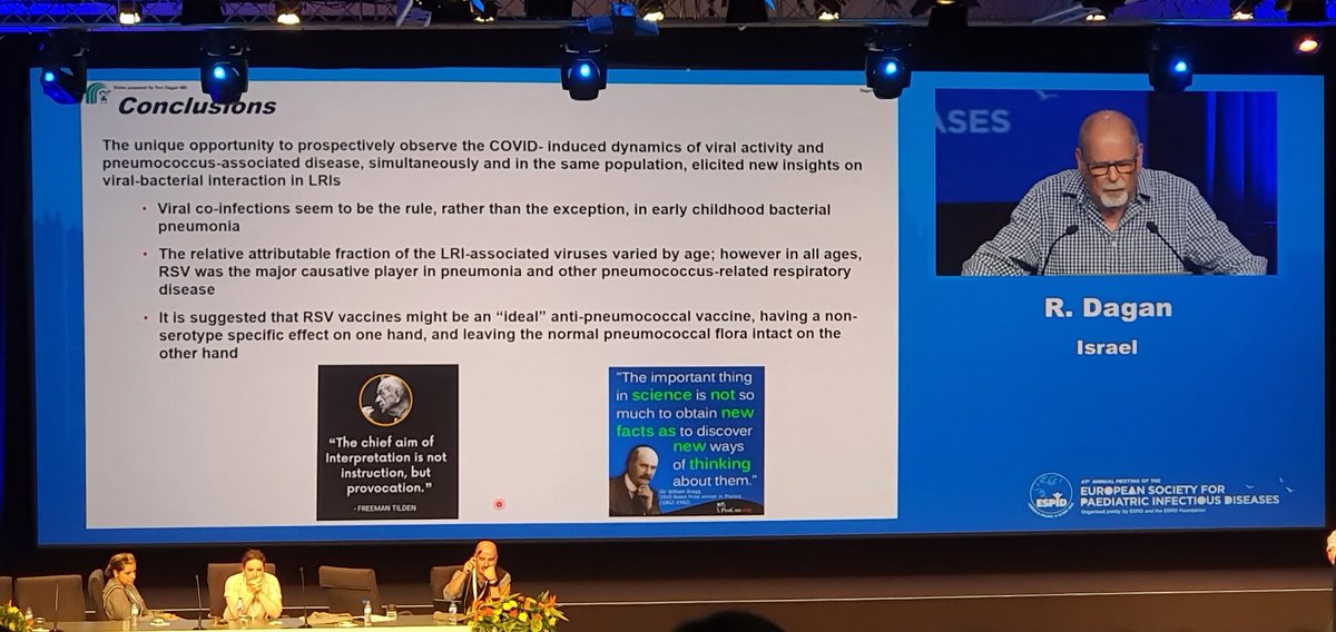 AnechkaMD's tweet photo. Take away home messages by @rondagan 
"We need to stop teaching our students and residents that if it's viral you don't need ATB and if it's bacteria there are no viruses, what you need to know is that it's most likely BOTH, and WHEN to use ATB" 
#ESPID2023 @ESPIDsociety https://t.co/SAYnYaYNMp