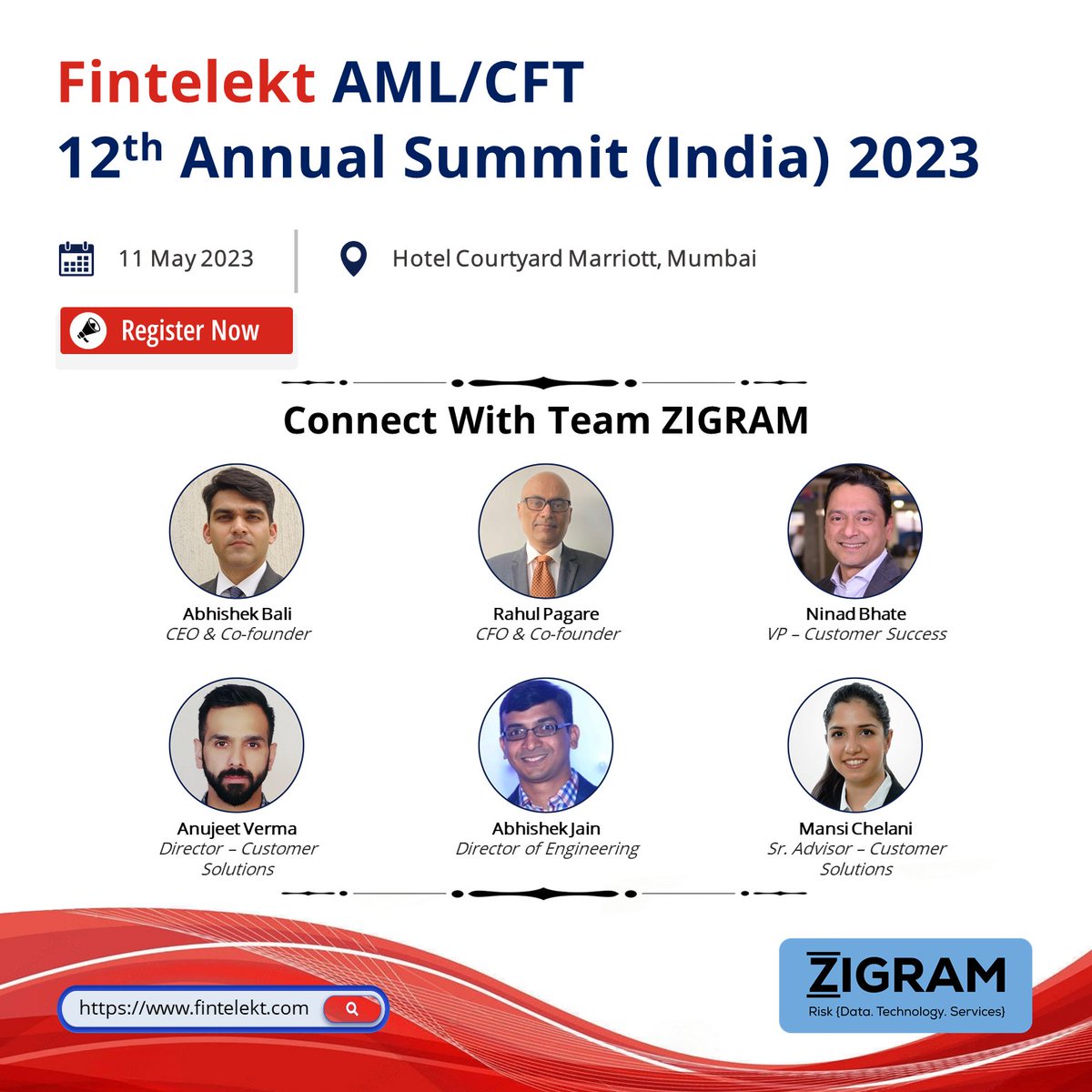 ZigramT's tweet photo. The Fintelekt AML/CFT 12th Annual Summit (India) 2023 is just a few hours away!
Our team members present at the event will include Abhishek Bali, Rahul Pagare, Ninad Bhate, Anujeet Verma, Abhishek Jain, and Mansi Chelani. 
#Fintelekt #AML  #ZIGRAM #Compliance #FinancialIndustry https://t.co/ErMEoquKqg