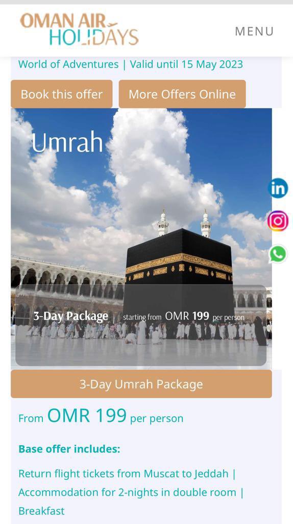 tradermsh's tweet photo. @omanair @AAzizAlraisi الحمدلله وصل العرض
حسب المرفق 
عمرة يومين مع فندق ٦٣٣ريال عماني لشخصين 
حسب العرض مفروض ١٩٩ ريال الشخص
الشخصين ٣٩٨ ريال
يعني في الواقع اكثر بمقدار الضعف تقريبا
الصور مرفقة للتأكد https://t.co/HpgrpJlDyL