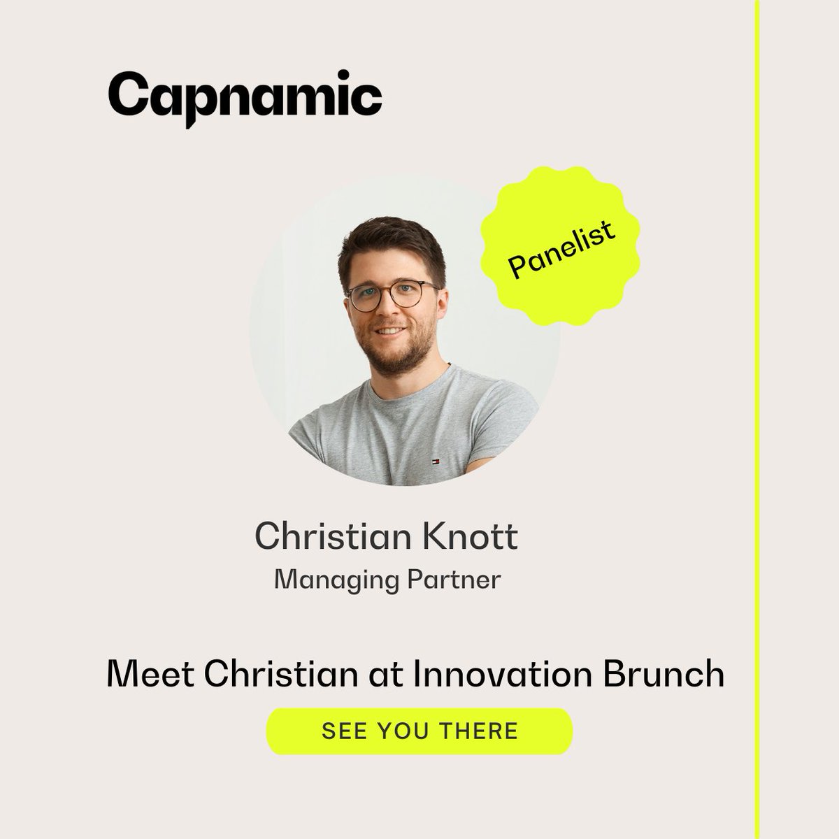 Our managing partner Christian Knott is taking the stage as a panelist at The Innovation Brunch powered by <a href="/ITONICS/">ITONICS | Shaping Innovation</a>  and <a href="/sskduesseldorf/">Stadtsparkasse Düsseldorf</a> on May 17th in Düsseldorf. Want a ticket? Go, go, go: lnkd.in/e5DXXuAn

#capnamic #panel #innovationbrunch