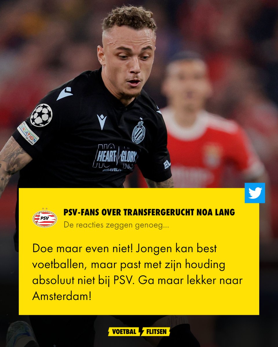 VoetbalflitsenB's tweet photo. In Nederland doet het gerucht de ronde dat PSV interesse toont in Noa Lang... En daar reageerden de fans al op! 😳

Lees het volledige artikel👉 https://t.co/1y4OXugqyv

#ClubBrugge #NoaLang #Lang #PSV #PSVEindhoven #VF #Voetbalflitsen #Transfergerucht #Transfergeruchten https://t.co/lUouRFkxdc