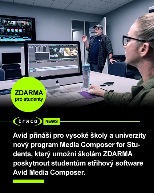 TRACOSYSTEMS's tweet image. @Avid přináší pro vysoké školy a univerzity nový program💥@MediaComposer for Students, který umožní školám ZDARMA poskytnout studentům střihový software Avid Media Composer. 
tracosys.cz
 
#avid #MediaComposerforStudents #AvidLearningPartner #mediacomposer