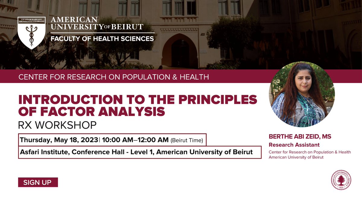 CRPH_AUB's tweet photo. Join us in our next #CRPH #Rxworkshop to enhance your understanding of factor analysis!
Find out more in this link https://t.co/k6PFPe3tNc https://t.co/Qtlk3grIry