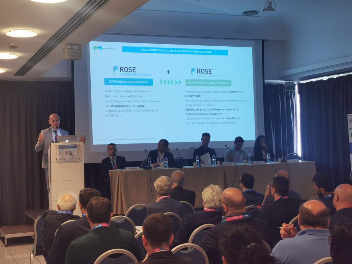 MapsGroup's tweet image. “L’adozione di Energy Management System ‘Intelligente’ come ROSE Energenius di Maps permette di governare un modello ‘data-driven’ che consente l’ottimizzazione dei costi”. Maurizio Ferraris alla conferenza SECEM.
#energymanagementsystem #ROSE #mapsenergy  #sustainability