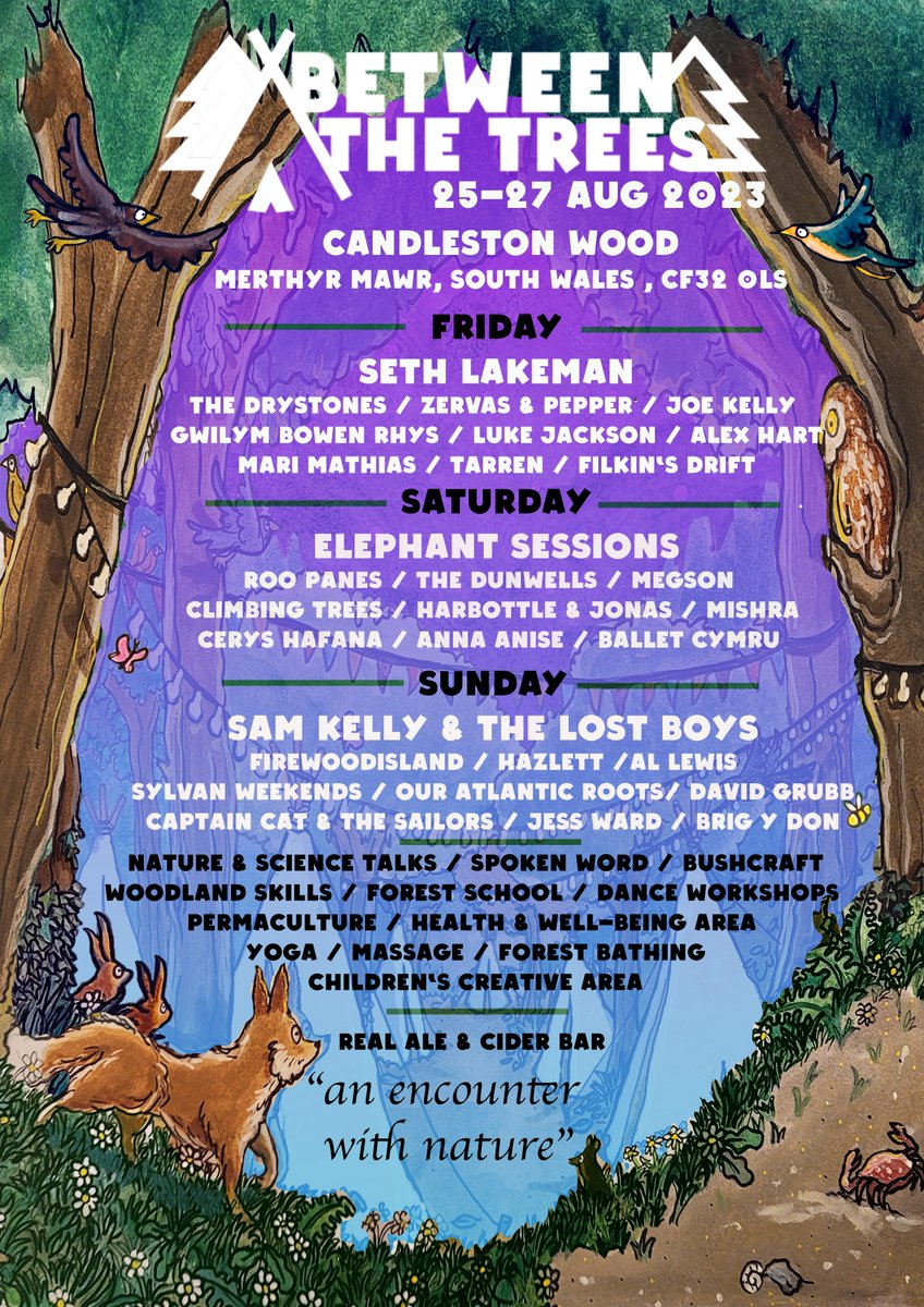 Between The Trees (@bttfest) on Twitter photo Here are the day splits. Forest and Family Camping have sold out but Field Camping, Glamping, Live-In Vehicle and Day Tickets available betweenthetrees.co.uk/tickets
<a href="/GwilymBowenRhys/">Gwilym Bowen Rhys</a> @thisishazlett <a href="/tarrenmusic/">Tarren</a> <a href="/AlexHartMusic/">Alex Hart</a> <a href="/The_Drystones/">The Drystones</a> <a href="/JoeKellyMusic/">Joe Kelly</a> <a href="/Firewoodisland/">Firewoodisland</a> <a href="/allewismusic/">Al Lewis</a> Here are the day splits. Forest and Family Camping have sold out but Field Camping, Glamping, Live-In Vehicle and Day Tickets available betweenthetrees.co.uk/tickets
<a href="/GwilymBowenRhys/">Gwilym Bowen Rhys</a> @thisishazlett <a href="/tarrenmusic/">Tarren</a> <a href="/AlexHartMusic/">Alex Hart</a> <a href="/The_Drystones/">The Drystones</a> <a href="/JoeKellyMusic/">Joe Kelly</a> <a href="/Firewoodisland/">Firewoodisland</a> <a href="/allewismusic/">Al Lewis</a>