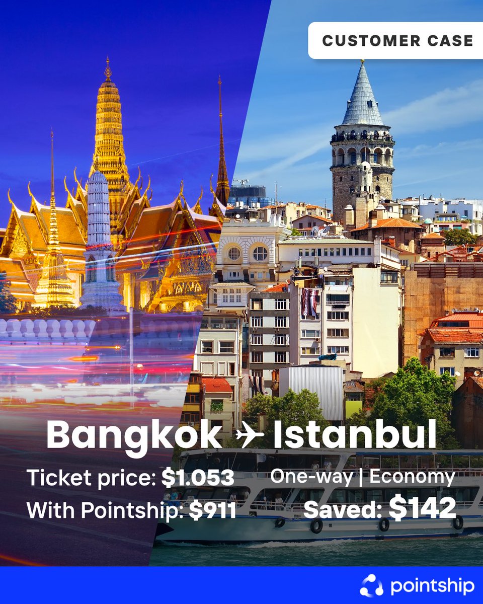 An example of our recent customer cases! ✈️ Save hundreds of dollars using Pointship!

The more expensive the ticket price, the more advantages you can catch. You can save more on distant routes and/or Business Class.

Search for your flight on Pointship now ✈️

#pointship