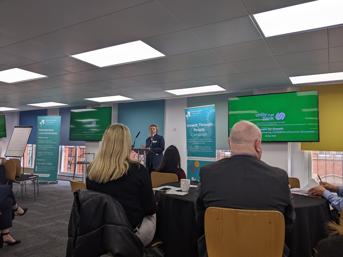 Kicking off the fourth annual <a href="/GrBhamChambers/">GreaterBhamChambers</a> Growth Through People conference with a keynote address from Deborah Hazell, Chief Executive <a href="/unitytrustbank/">Unity Trust Bank</a> on her leadership journey, attracting the right talent and empowering people to achieve their full potential #GTP23