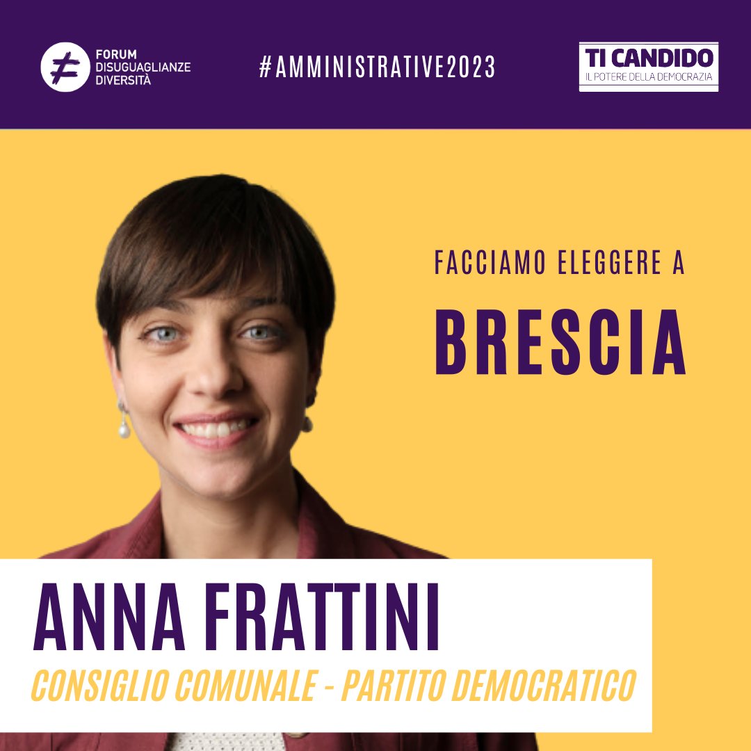 Anna Frattini, candidata per il consiglio comunale di Brescia, dopo anni di esperienza civica, si candida per portare "attenzione alla parità, alla sostenibilità sociale degli spazi pubblici in una prospettiva intergenerazionale". Sostieni Anna 👇
bit.ly/FacciamoElegge…
