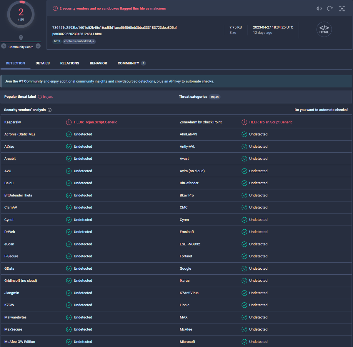 t3ft3lb's tweet photo. Susp #APT #MustangPanda
html->js->msi
pdf00029620230426124841.html
https://t.co/iWEV3CoZQt
The msi file is downloaded from URL: hxxps://www.jcswcd[.]com/ghyms https://t.co/kPVldGo12S