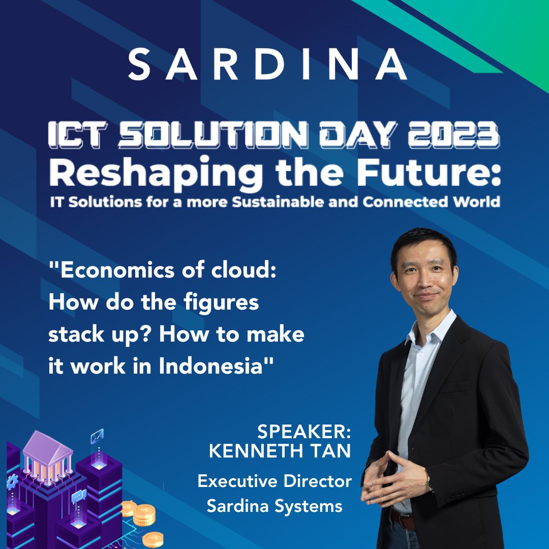 I'm delighted to share that the Sardina Systems team will be discussing an interesting and highly relevant topic: "Economics of the cloud: How do the figures stack up? How to make it work in Indonesia?“ at ICT SOLUTION DAY 2023 in #Jakarta, #Indonesia on 11 May. #cloud #fishos