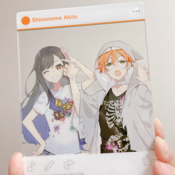 推しカプを合法的に重ねられるグッズが届きました。  白石の頬触れてない????って感じの東雲彰人とか、おそろいわたあめ持って手が触れ合ってるとこはが楽しめます。現場からは以上です。
